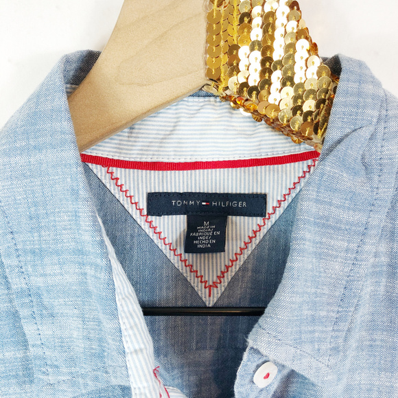 [TOMMY HILFIGER] Chambray Button Up Top - Picture 3 of 8